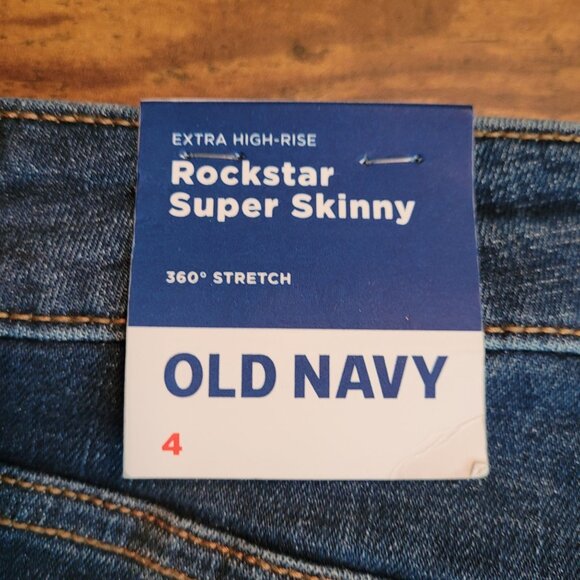 Old Navy Jeans Size 4 Rock Star Skinny 360 Stretch Extra High Rise Dark Wash NWT - Picture 3 of 11
